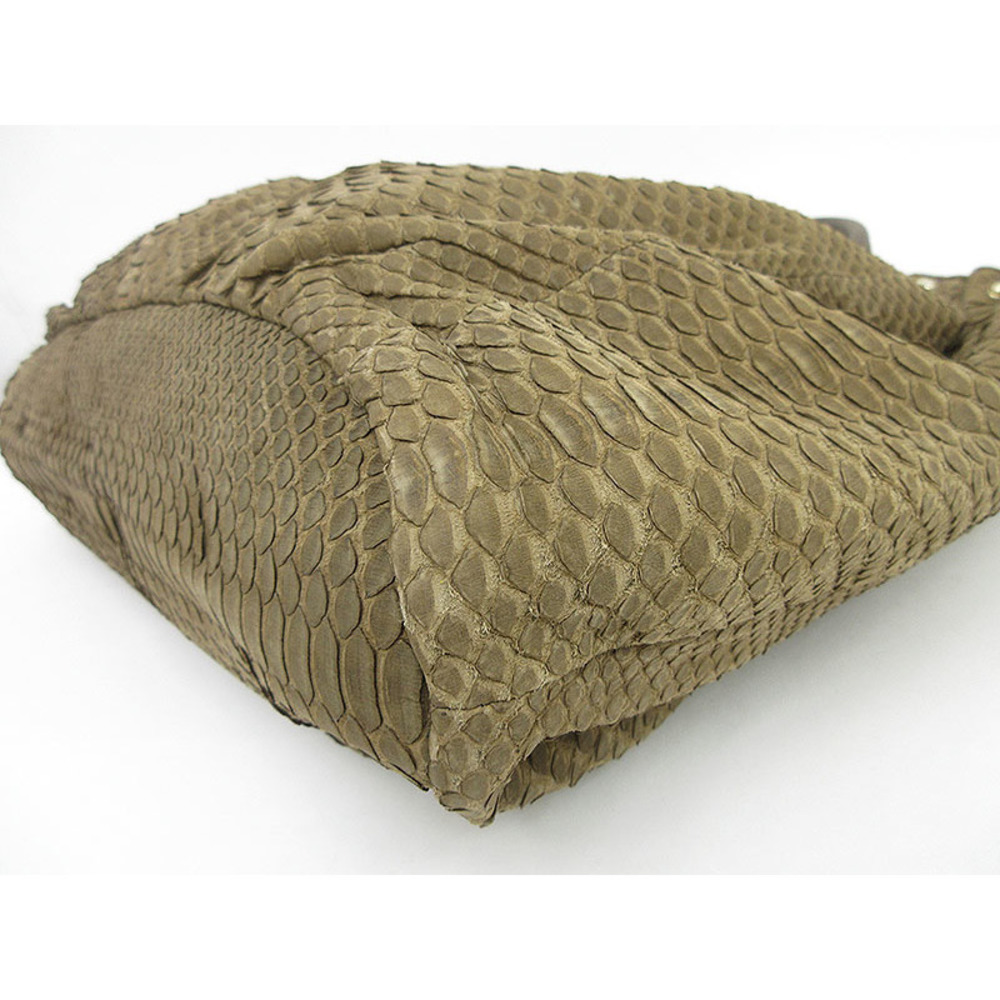 Gucci Studded Tote Handbag Python Leather Brown - image 5